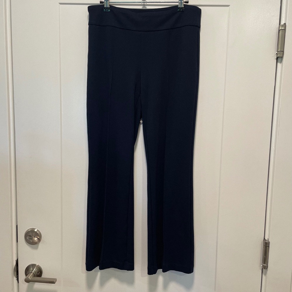 J.McLaughlin Navy Blue Ponte Knit Pull On Flare Pants‎ Womens Medium Seam Front